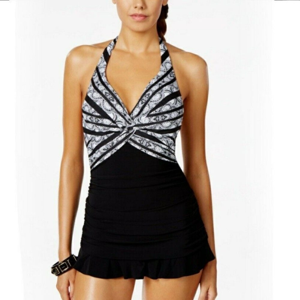 Profile By Gottex Skirted Halter One Piece Swimsuit